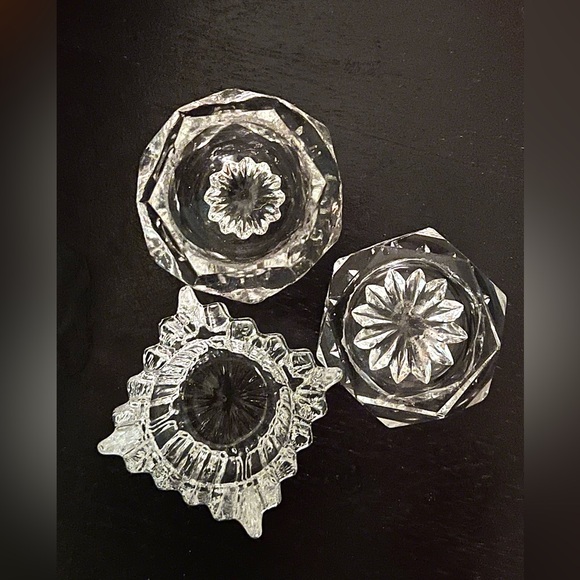 Vintage Crystal Salt Cellar set of 3 - Picture 2 of 5